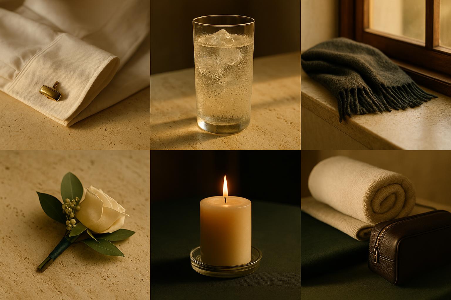 A grid of small scene vignettes representing different wearing occasions, from office desk to hot weather to formal daytime